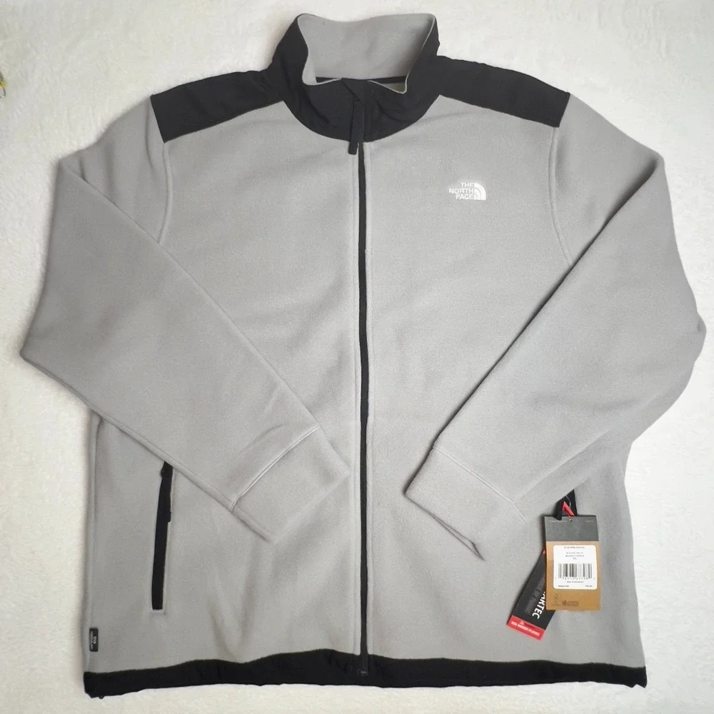 The North Face Fleece Jacket Mens XXL 200 Full-Zip Polartec Grey/Black NWT